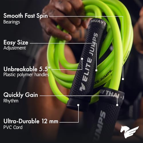 Elite Jumps Muay Thai 3.0 Weighted Jump Rope for Men & Women - Professionally Designed for High-Intensity Training | Muay Thai Jump, MMA & Fitness Jump Rope - Full Body Workout Weighted Rope - Image 2