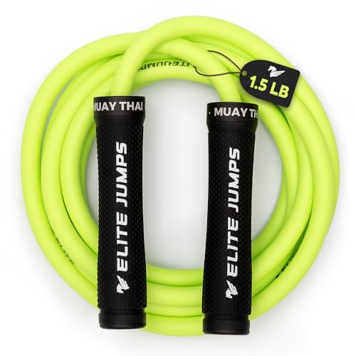 Elite Jumps Muay Thai 3.0 Weighted Jump Rope for Men & Women - Professionally Designed for High-Intensity Training | Muay Thai Jump, MMA & Fitness Jump Rope - Full Body Workout Weighted Rope - Image 1