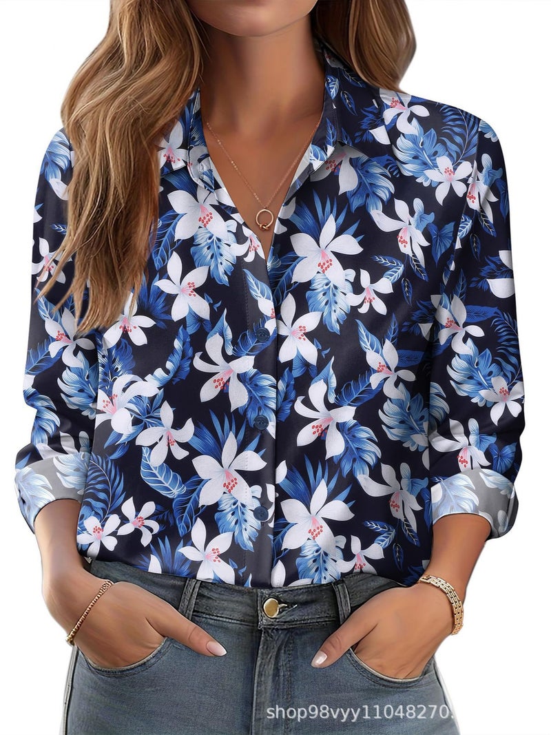 Independent Station Women'S Shirt 3D Printing Floral Loose Shirt Women'S Top - Image 3
