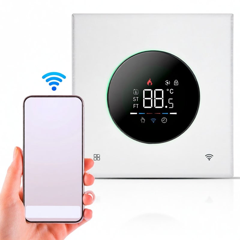 Smart Thermostat for House Water Electric Heating Water Gas Boiler WiFi AC Thermostat with APP/Voice Control VA Digital Touch Screen Colorful Light and Adjustable Knob 5+1+1 Weekly Programming Mode - Image 1