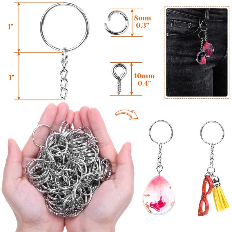 Audab 360Pcs Keychain Bulk, 120Pcs Keychain Rings with Chain and 120Pcs Open Jump Ring with 120Pcs Screw Eye Pins for Crafts and Jewelry Making - Image 3