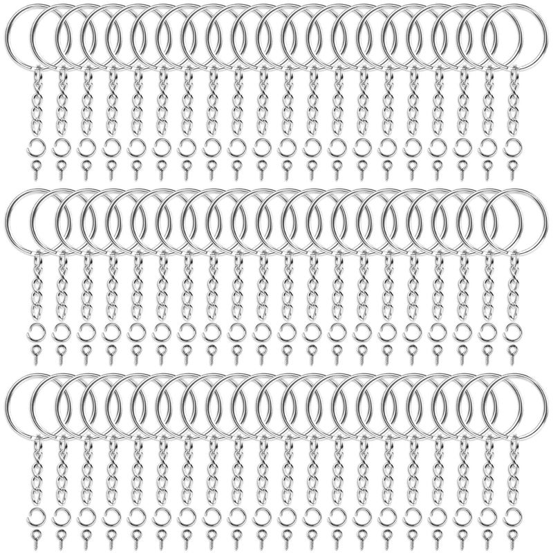 Audab 360Pcs Keychain Bulk, 120Pcs Keychain Rings with Chain and 120Pcs Open Jump Ring with 120Pcs Screw Eye Pins for Crafts and Jewelry Making - Image 1