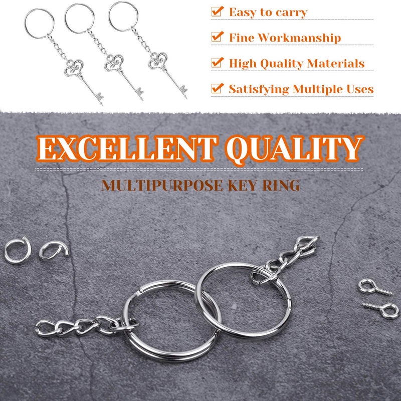 Audab 360Pcs Keychain Bulk, 120Pcs Keychain Rings with Chain and 120Pcs Open Jump Ring with 120Pcs Screw Eye Pins for Crafts and Jewelry Making - Image 4