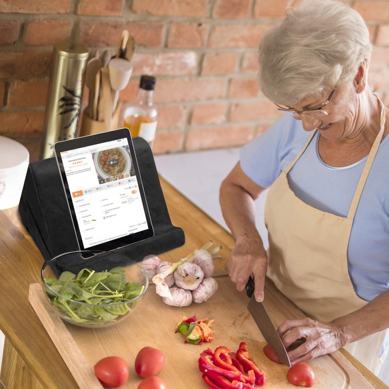 Ontel Pillow Pad Ultra Multi-Angle Soft Tablet Stand, Gray - Comfortable Angled Viewing for iPad, Tablets, Kindle, Smartphones, Books, Magazines, and More - Image 5