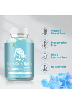 Hair Skin Nails Vitamins Vegetarian Gummies,Optimal Solutions Hair, Skin & Nails Vitamin Gummies with Biotin