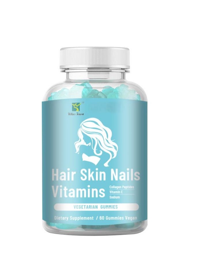 Wins Town - Hair Skin Nails Vitamins Vegetarian Gummies,Optimal Solutions Hair, Skin & Nails Vitamin Gummies with Biotin - Image 1