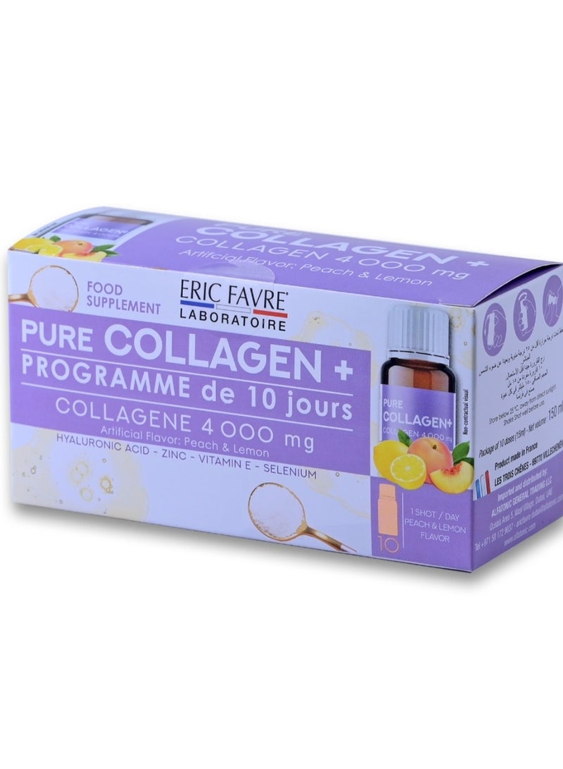 Eric Favre Pure Collagen Food Supplement Peach & Lemon 10 Ampoules - Image 1