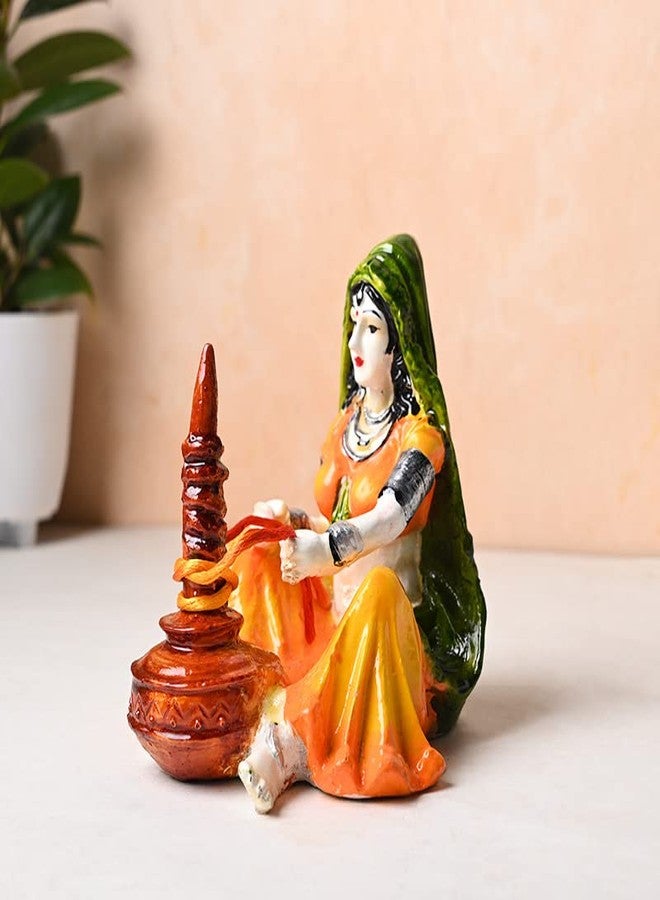 Floweraura تمثال سيدة راجستانية مزخرف من مادة البولي ريزين من فلورورا، مثالي لتزيين غرفة المعيشة أو غرفة النوم أو المكتب/المنزل - Image 2