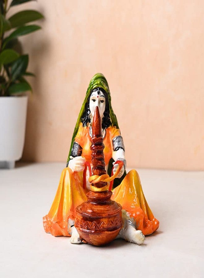 Floweraura تمثال سيدة راجستانية مزخرف من مادة البولي ريزين من فلورورا، مثالي لتزيين غرفة المعيشة أو غرفة النوم أو المكتب/المنزل - Image 1