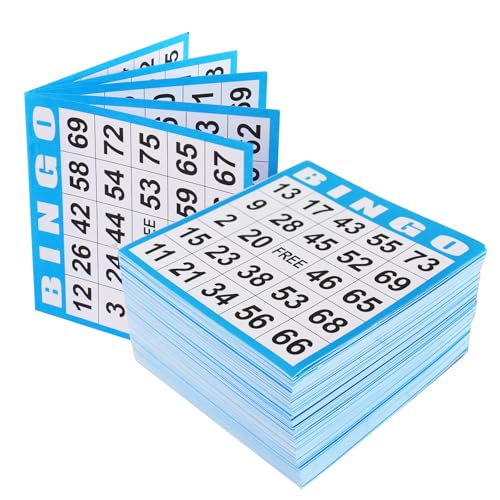 SEETOOOGAMES Disposable Bingo Cards Bulk- 1on Blue Paper (100 Books of 5 Sheets) for Large Groups - Image 1