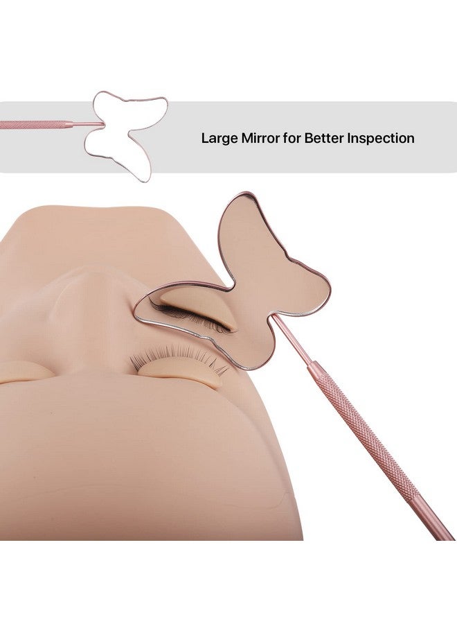 Miuffue Butterfly Lash Mirror 2.5 Cute Eyelash Mirror Stainless Steel Detachable Lash Mirror Makeup Mirror For Lash Extension Supplies Pink - Image 3