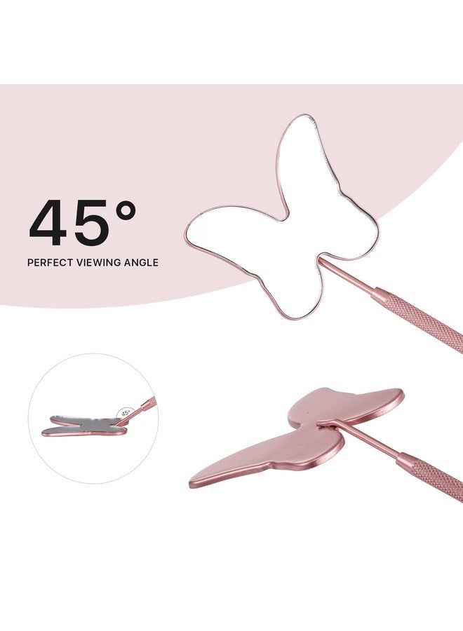 Miuffue Butterfly Lash Mirror 2.5 Cute Eyelash Mirror Stainless Steel Detachable Lash Mirror Makeup Mirror For Lash Extension Supplies Pink - Image 4