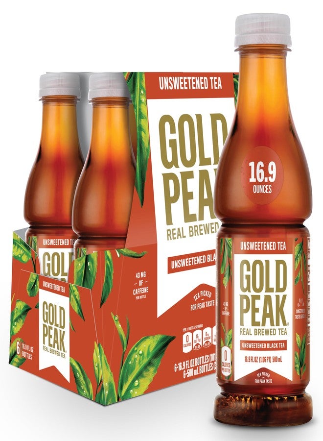 Coca-Cola Gold Peak Tea, Unsweet Tea, 16.9 fl oz, 6 Pack - Image 1