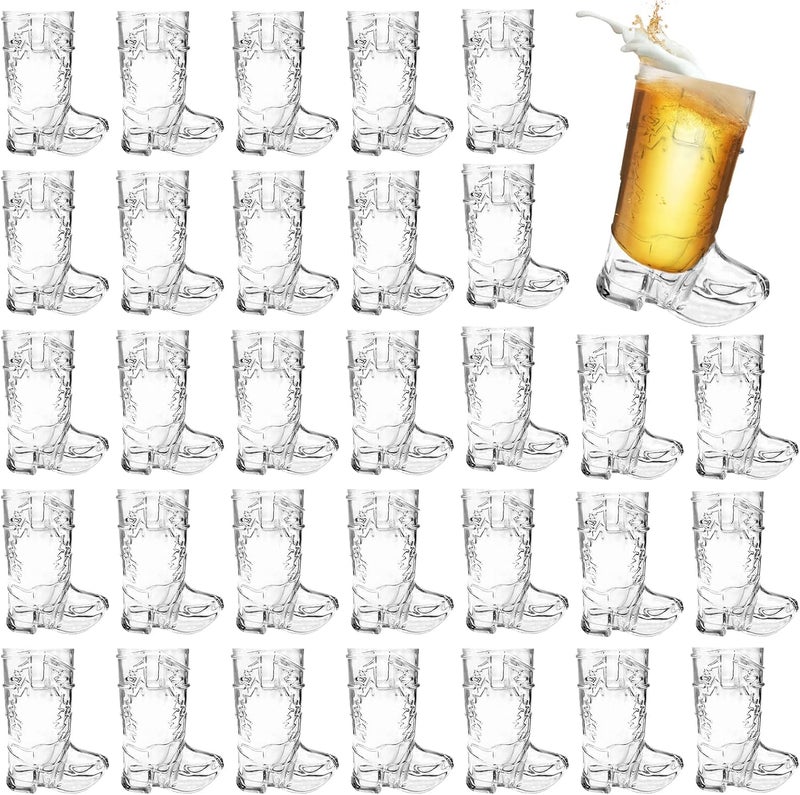 Xeehwb 30 Pcs Mini Cowboy Boot Shot Glasses,1oz Plastic Western Cowboy Beer Mugs,Reusable Cowgirl Party Decorations Supplies for Birthday,Theme Party - Image 1