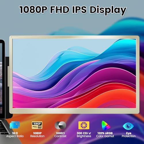 KEFEYA Laptop Screen Extender, 15.6" Portable Monitor for Laptop with 120% sRGB, FHD IPS & USB to HDMI Hub & 235° Rotation, Triple Monitor Extender Plug & Play Fits for All Laptops (Mac/Win/Android) - Image 2