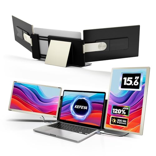 KEFEYA Laptop Screen Extender, 15.6" Portable Monitor for Laptop with 120% sRGB, FHD IPS & USB to HDMI Hub & 235° Rotation, Triple Monitor Extender Plug & Play Fits for All Laptops (Mac/Win/Android) - Image 1