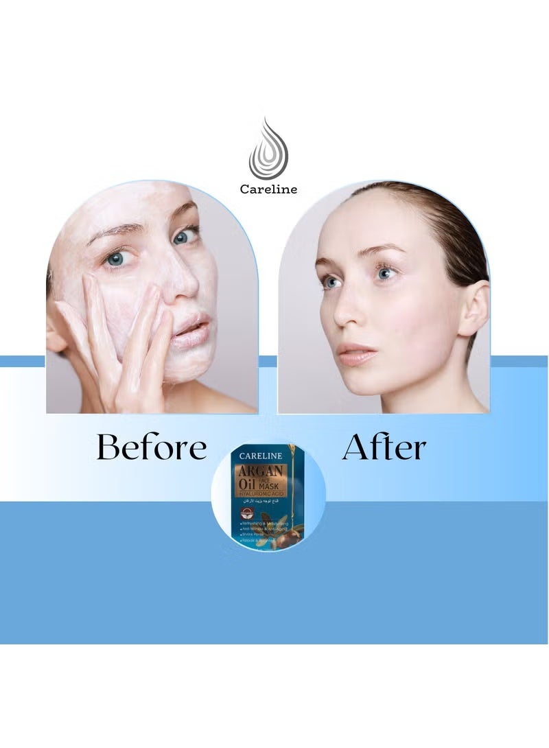 Careline Argan Oil Face Mask with Hyaluronic Acid – 10 Sheets, Organic, Anti-Wrinkle & Anti-Aging, Skin Repair & Brightening, 25ml - Image 4