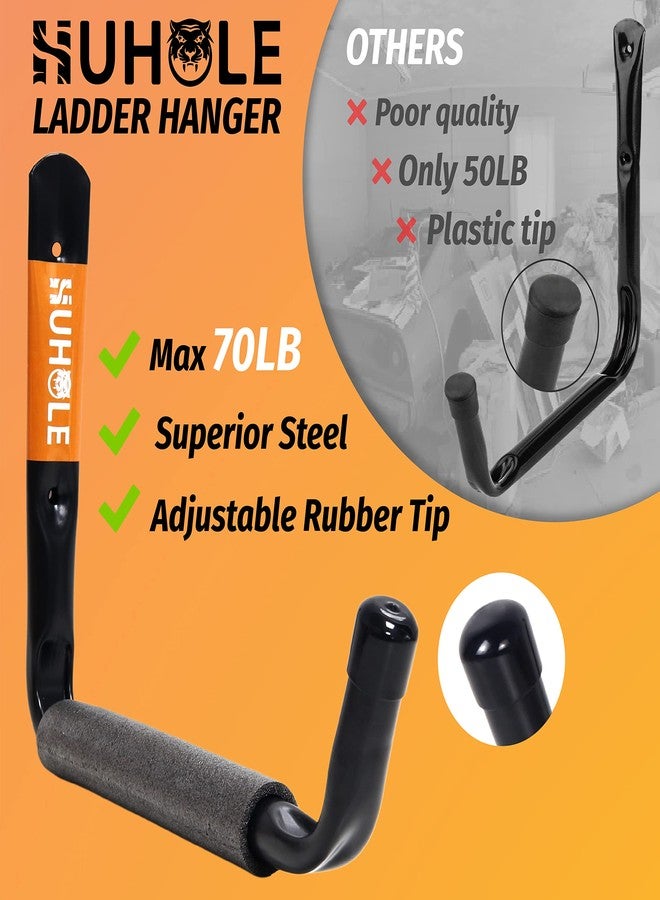 HUHOLE Ladder Hooks for Garage Wall, Wall Mount Ladder Brackets with 9.8" Jumbo Arm, Utility Hooks for Bike, Folding Chair, Bulk Items - Image 3