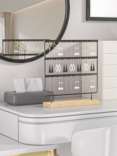Ausalivan Earring Holder OrganizerPierced Large Earrings Display Stand For SellingSmall Stud Earring Organizer RackHoop Earring Storage Hanger Tree Black 3 tier - Image 3