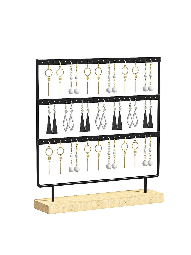 Ausalivan Earring Holder OrganizerPierced Large Earrings Display Stand For SellingSmall Stud Earring Organizer RackHoop Earring Storage Hanger Tree Black 3 tier - Image 2