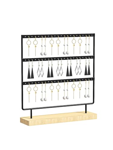 Ausalivan Earring Holder OrganizerPierced Large Earrings Display Stand For SellingSmall Stud Earring Organizer RackHoop Earring Storage Hanger Tree Black 3 tier - Image 1