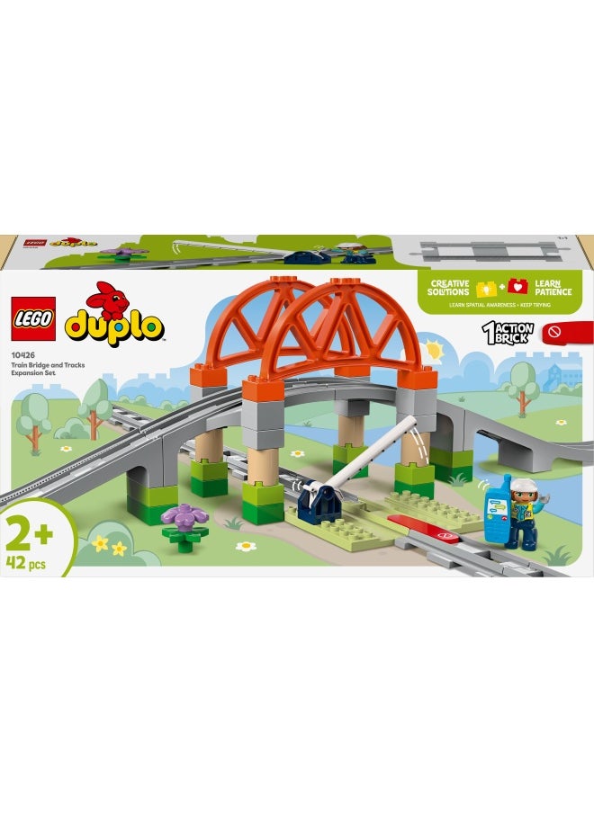 LEGO - DUPLO Train Bridge and Tracks Expansion Set, Educational Learning Toy for 2 Plus Year Old Toddlers, Boys & Girls, Build-and-Rebuild Creative Set Develops Fine Motor Skills 10426 (42 pieces) - Image 1