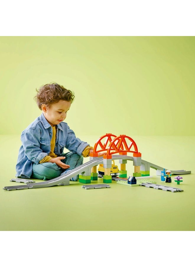 LEGO - DUPLO Train Bridge and Tracks Expansion Set, Educational Learning Toy for 2 Plus Year Old Toddlers, Boys & Girls, Build-and-Rebuild Creative Set Develops Fine Motor Skills 10426 (42 pieces) - Image 1