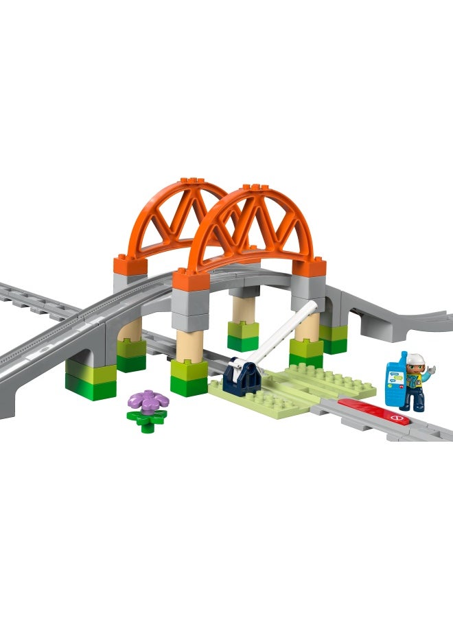 LEGO - DUPLO Train Bridge and Tracks Expansion Set, Educational Learning Toy for 2 Plus Year Old Toddlers, Boys & Girls, Build-and-Rebuild Creative Set Develops Fine Motor Skills 10426 (42 pieces) - Image 1