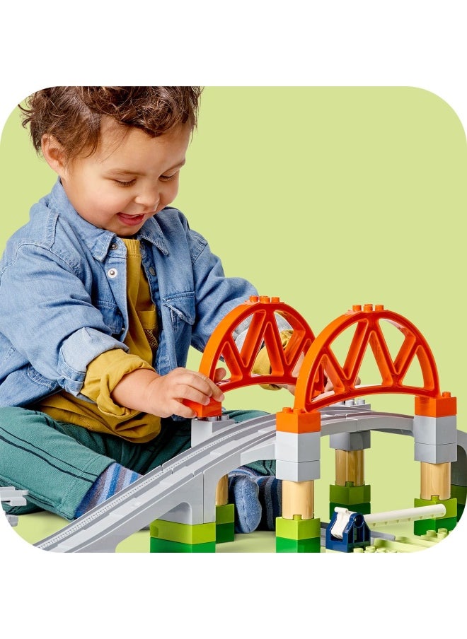 LEGO - DUPLO Train Bridge and Tracks Expansion Set, Educational Learning Toy for 2 Plus Year Old Toddlers, Boys & Girls, Build-and-Rebuild Creative Set Develops Fine Motor Skills 10426 (42 pieces) - Image 1