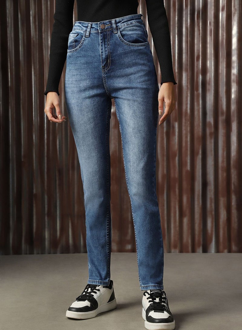 HIGH STAR Women Comfort Skinny Fit High-Rise Heavy Fade Stretchable Jeans - Image 1