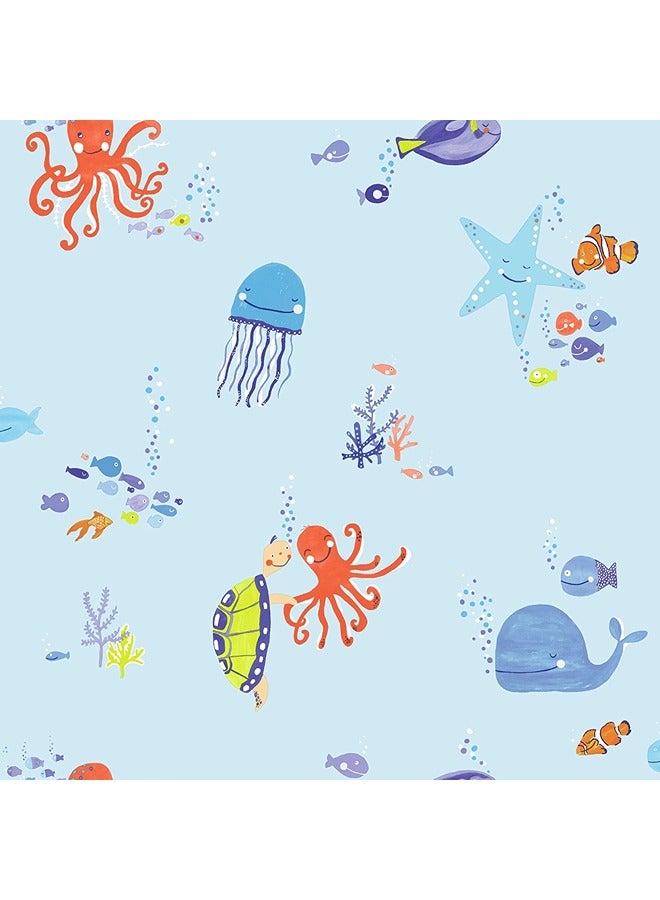 JAMEEL IMAGINE FUN - Under the Sea Wallpaper - Colorful Ocean Creatures Design - Kids Bedroom or Nursery Decor  - Image 1