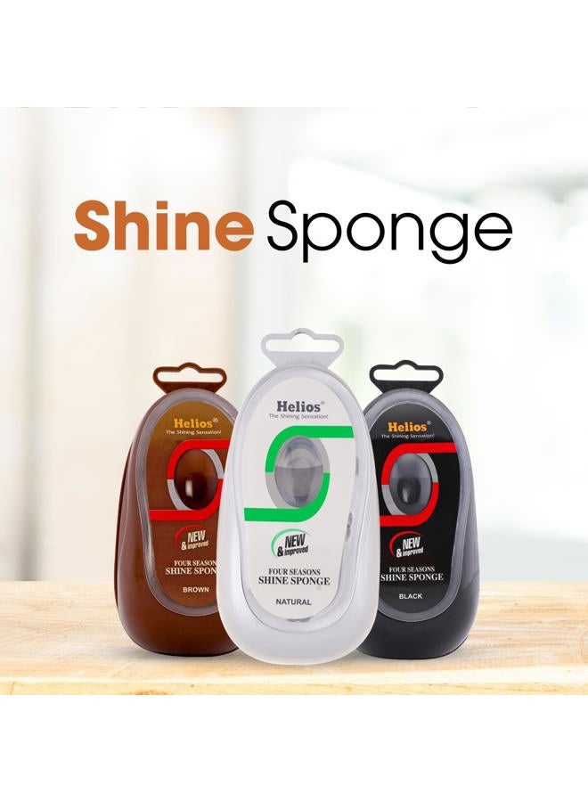 helios Shoe Shine Sponge Pack of 3 – Neutral, Black & Brown | Instant Leather Shoe Polish Sponge | Quick Shine No Mess | Travel Friendly Shoe Shiner for Formal & Casual Shoes - Image 2
