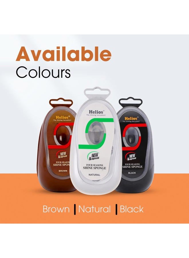 helios Shoe Shine Sponge Pack of 3 – Neutral, Black & Brown | Instant Leather Shoe Polish Sponge | Quick Shine No Mess | Travel Friendly Shoe Shiner for Formal & Casual Shoes - Image 3