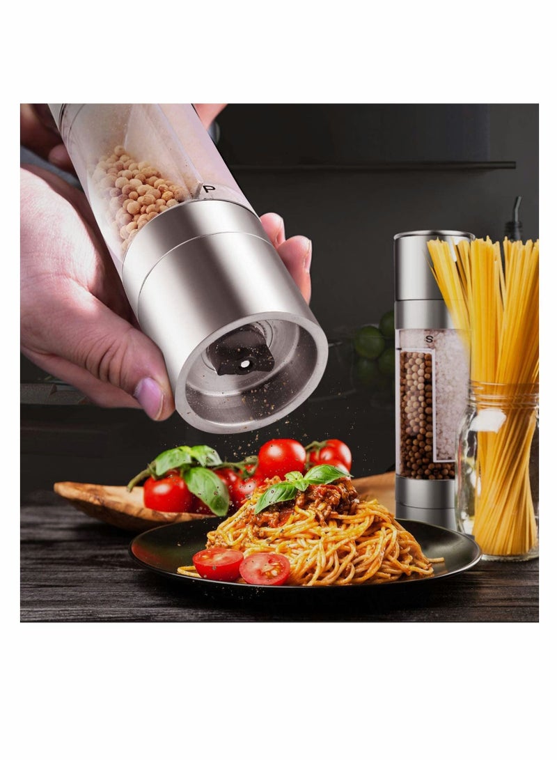 KASTWAVE Salt and Pepper Grinder, 2 in 1 Stainless Steel Pepper Mill and Salt Mill with Adjustable Ceramic Rotor-Sea Salt, Black Pepper, Fits in Home, Kitchen, Barbecue - Image 4