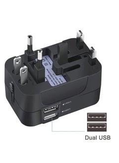 TYCOM Tycom Travel Adapter,Worldwide All in One Universal Power Plug Adapter with Dual USB Ports for USA EU UK AUS Cell Phone Laptop (HHT202 Black)  - Image 4