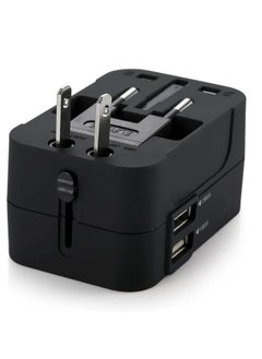 TYCOM Tycom Travel Adapter,Worldwide All in One Universal Power Plug Adapter with Dual USB Ports for USA EU UK AUS Cell Phone Laptop (HHT202 Black)  - Image 3