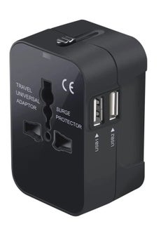 TYCOM Tycom Travel Adapter,Worldwide All in One Universal Power Plug Adapter with Dual USB Ports for USA EU UK AUS Cell Phone Laptop (HHT202 Black)  - Image 1