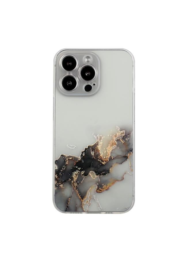 S-TOP Case For iPhone 14 Pro Hollow Marble Pattern TPU Straight Edge Fine Hole Protective Case - Image 1