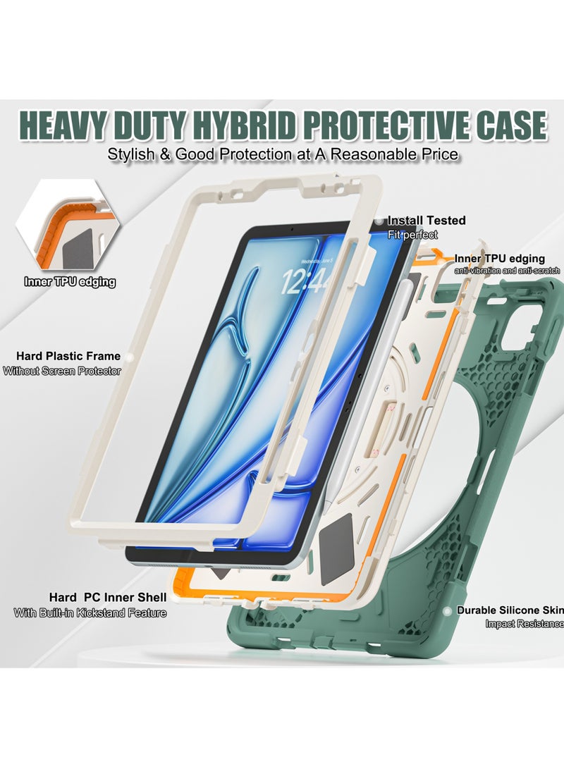 Rock Pow Case for iPad Air 11 inch(M3/M2) 2025/2024,iPad Air 5th 10.9 Inch (2022)/Air 4th 10.9 Inch (2020) and iPad Pro 11 inch (2022/2021/2020/2018) Upgraded Grade Heavy Duty Silicone with Pencil Holder 360 Degree Rotating Stand Handle Cover for Air 11inch/Pro 11inch(2022-2018)/Air 10.9inch - Image 2