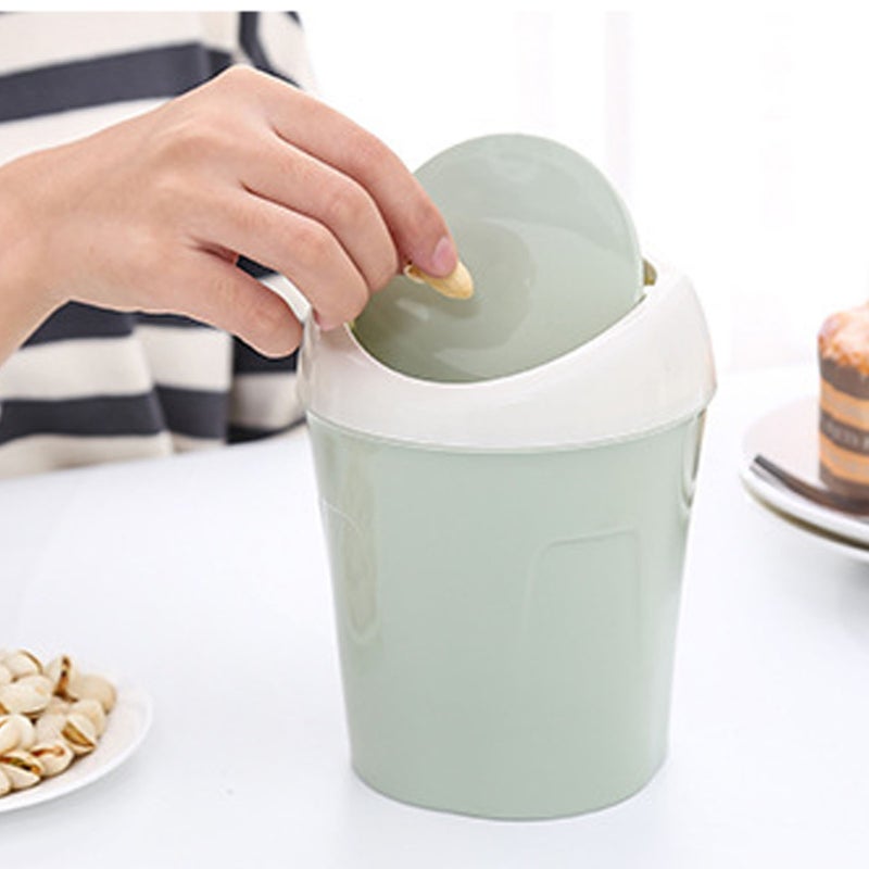 Desktop Trash Can Small Mini Plastic Table Garbage Bin with Swing Lid for Living Room Coffee Table S Green - Image 5