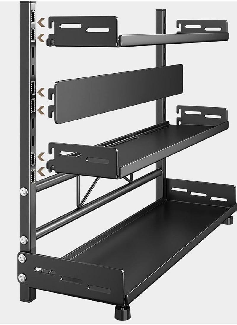 TYCOM Spice Rack Kitchen Shelf Organizer Countertop 3 Tier Large Standing Seasoning Rack for Storage Spice Kitchen Spice Organizer Spice Holder 3 Tier Adjustable Black.  - Image 2