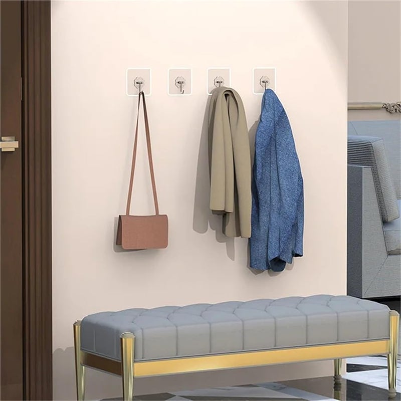 Self Adhesive Wall Hooks 10PCS Brushed Silver Strong No Drilling For Bathroom Kitchen Towel Coat - Image 5