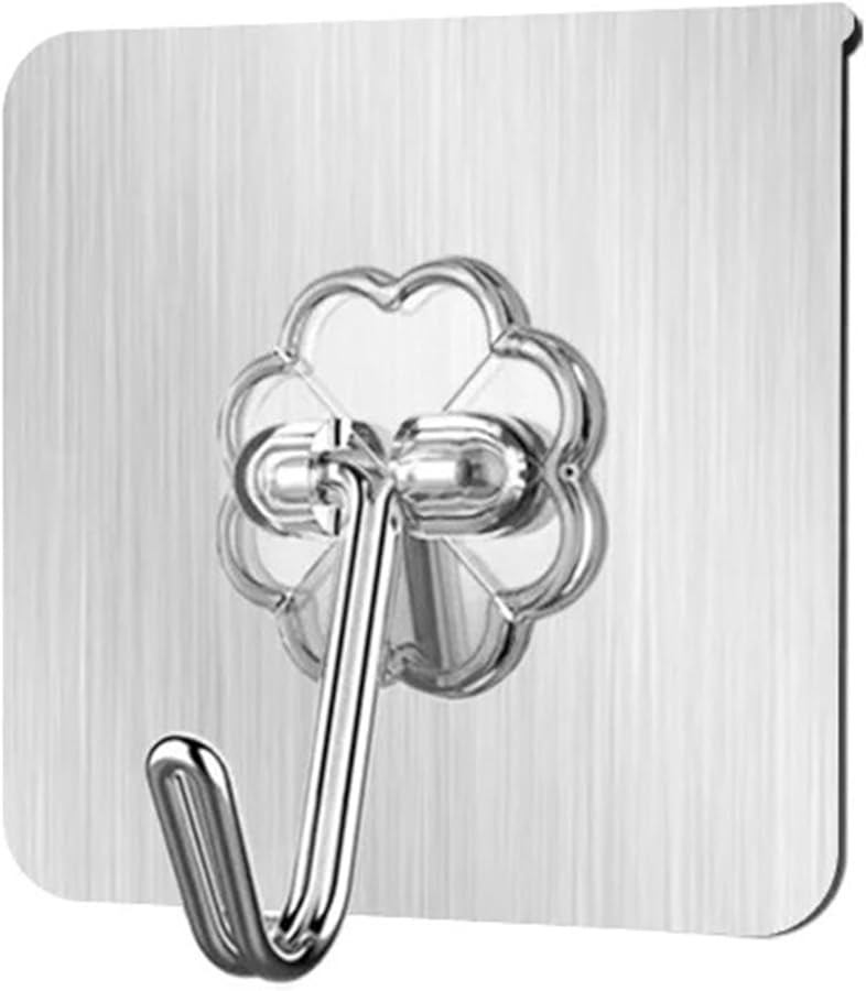 Self Adhesive Wall Hooks 10PCS Brushed Silver Strong No Drilling For Bathroom Kitchen Towel Coat - Image 2