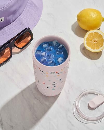 WP Porter Insulated Tumbler 20 oz No Metallic Aftertaste Ceramic Coated for Water Coffee Tea Wide Mouth Vacuum Insulated Dishwasher Safe Terrazzo Blush - Image 3