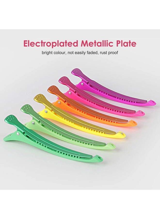 AIMIKE Neon Hair Clips, AIMIKE 6 Pcs Duck Billed Hair Roller Clips for Professional Hairstyling and Cutting - 4.3" Long - Image 2