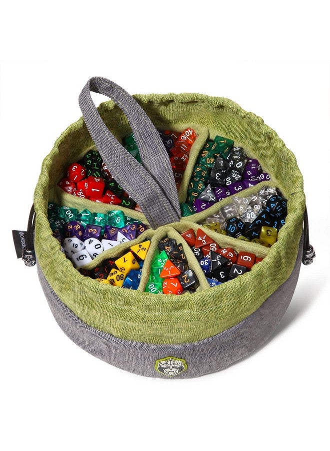 كاردكينج برو حقيبة نرد ضخمة بها 8 جيوب - رمادية/خضراء - سعة هائلة تتسع لأكثر من 500 نرد - رائعة لمحبي النرد - Image 1