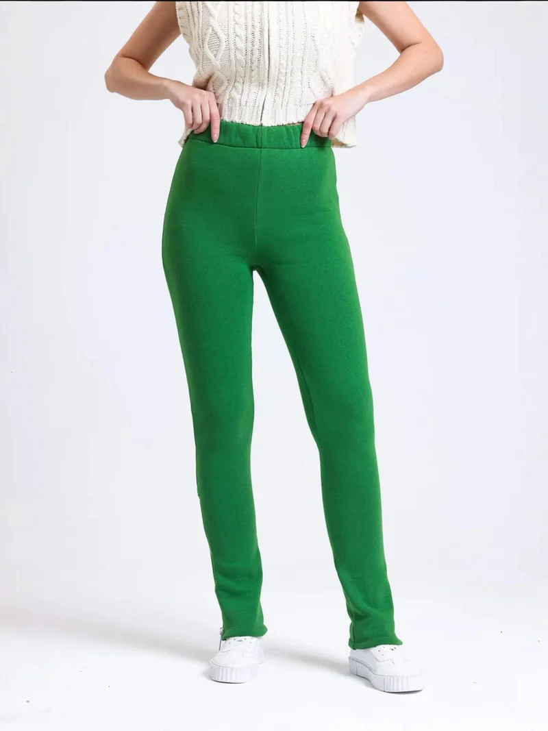 زوبعة بنطلون رياضي بخصر عالٍ وسحاب وفتحة