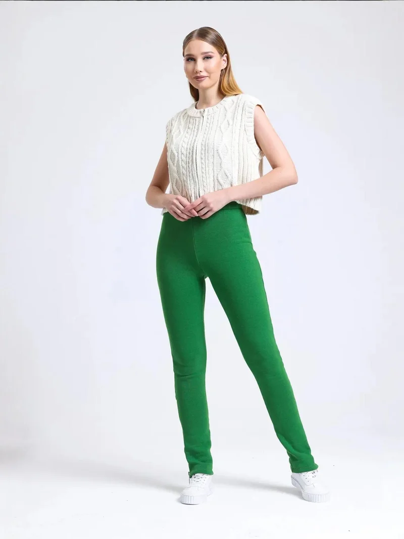 زوبعة بنطلون رياضي بخصر عالٍ وسحاب وفتحة