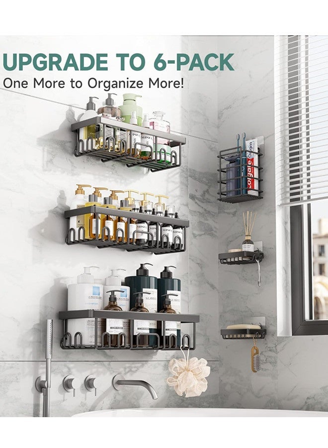 VibeHome 6-Pack Shower Caddy,Bathroom organizer bathroom shelf,No Drilling Adhesive Shelves, Rack with Soap Holder,Large Capacity Bathroom Organizers and Storage,Rustproof Self-Adhesive Shower Shelves - Image 5