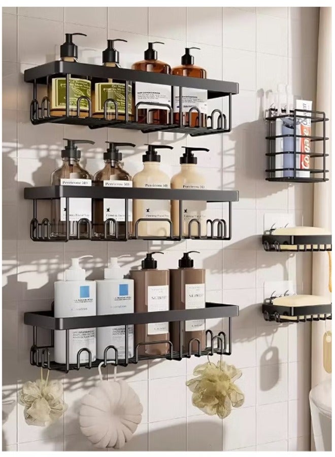 VibeHome 6-Pack Shower Caddy,Bathroom organizer bathroom shelf,No Drilling Adhesive Shelves, Rack with Soap Holder,Large Capacity Bathroom Organizers and Storage,Rustproof Self-Adhesive Shower Shelves - Image 1